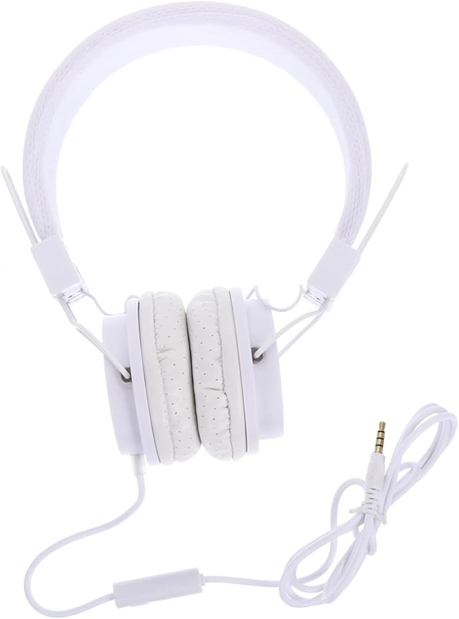 White Wired Over Ear Headphones with Noise Cancelling Microphone Comfortable Gaming Headset for Laptop - Image 1